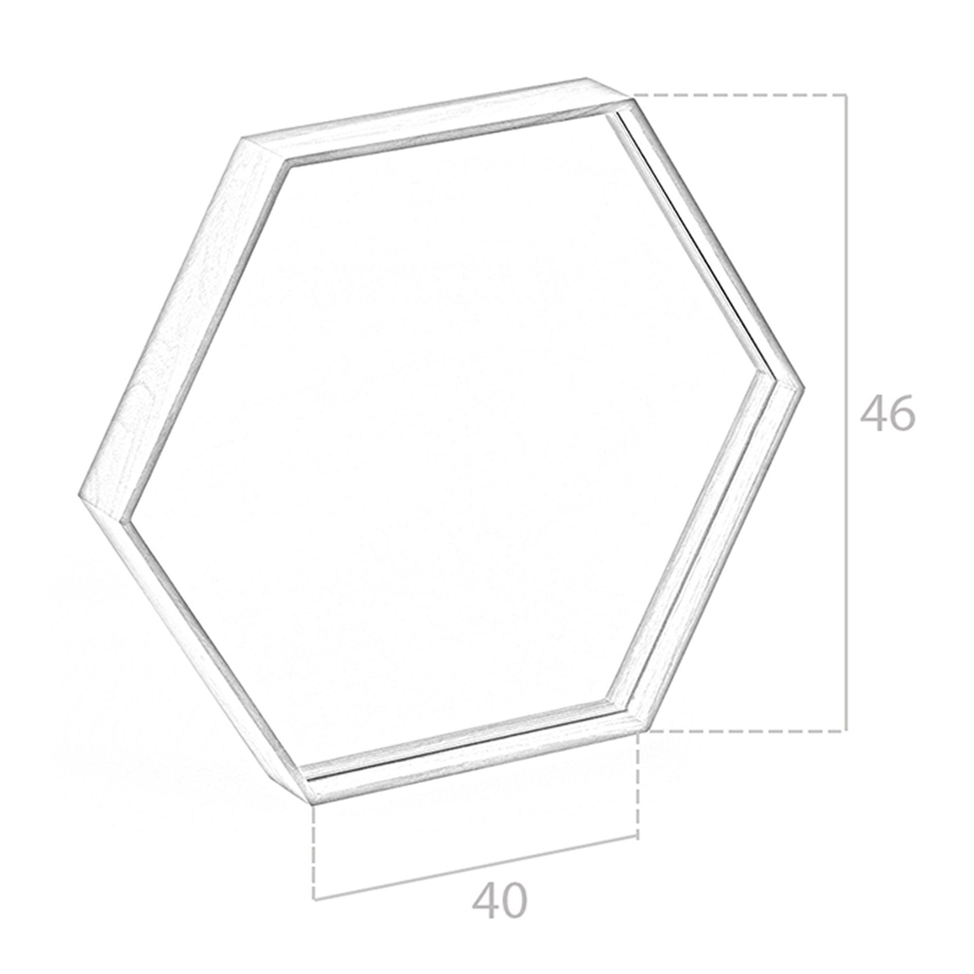 Specchio da parete esagonale noce