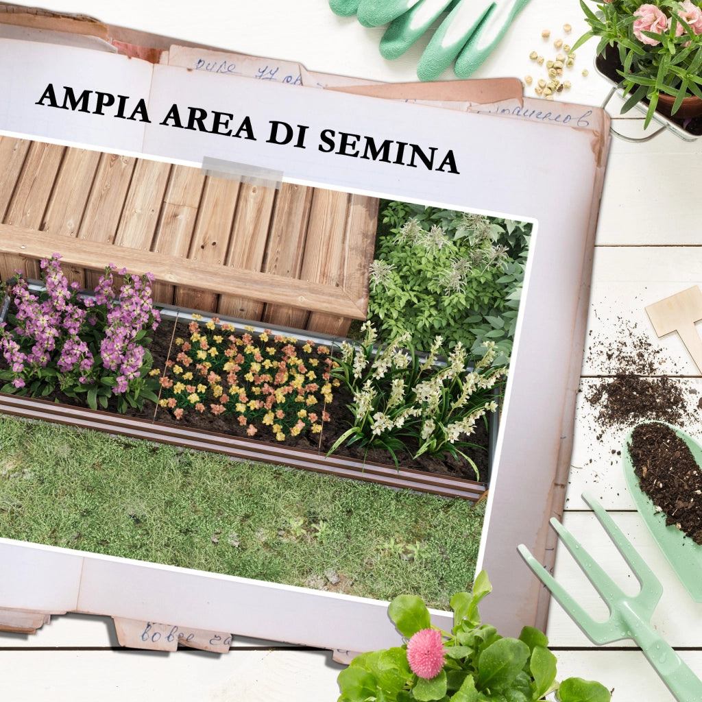 Letto per Orto Rialzato 240x60x30 cm Fioriera per Fiori o Coltivazione a Fondo Aperto in Acciaio Galvanizzato Effetto
