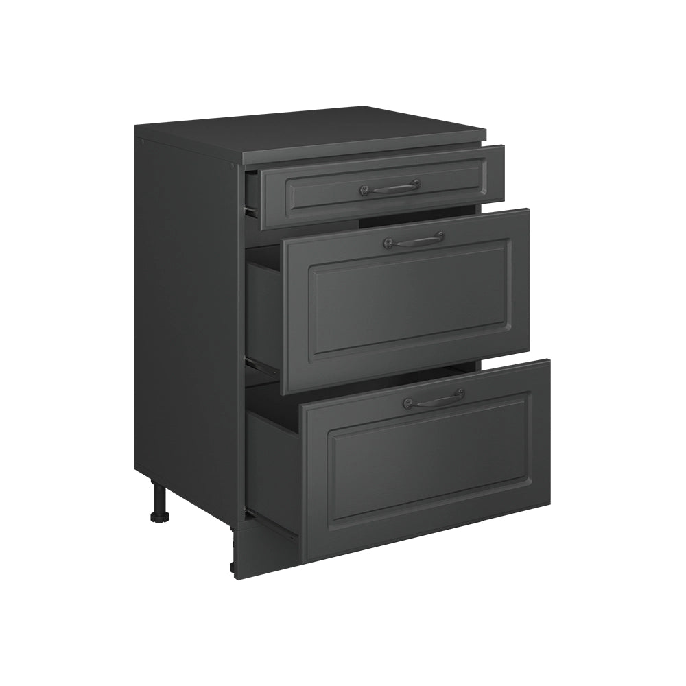 Mobile per mansarda Rion Antracite rustico/Antracite 60 x 83.8 cm senza inclinazione con 3 cassetti Vicco