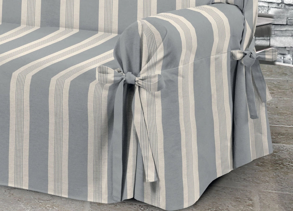 Copridivano Fodera Telo Protezione Divano Con Laccetti Fiocco Disegno Grancasa - 3 Posti - Grigio