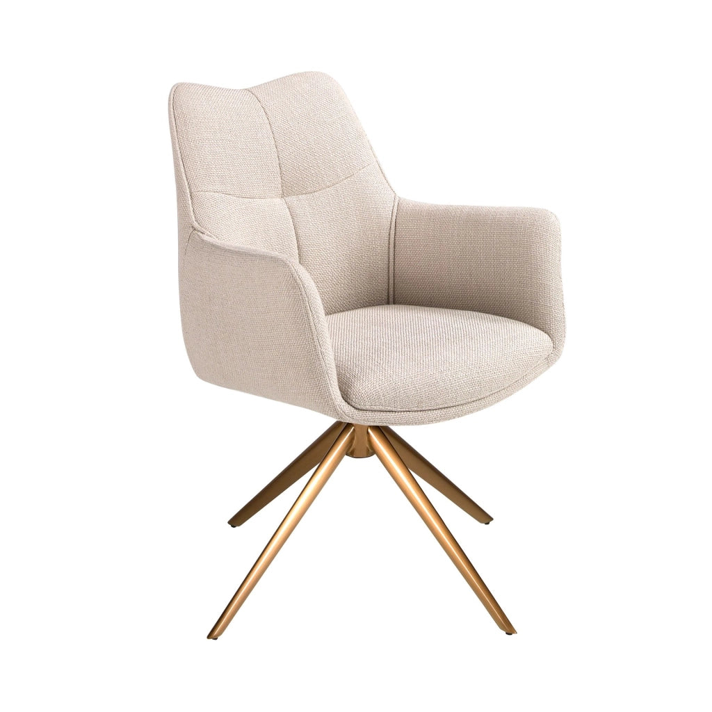 Sedia girevole in tessuto crema