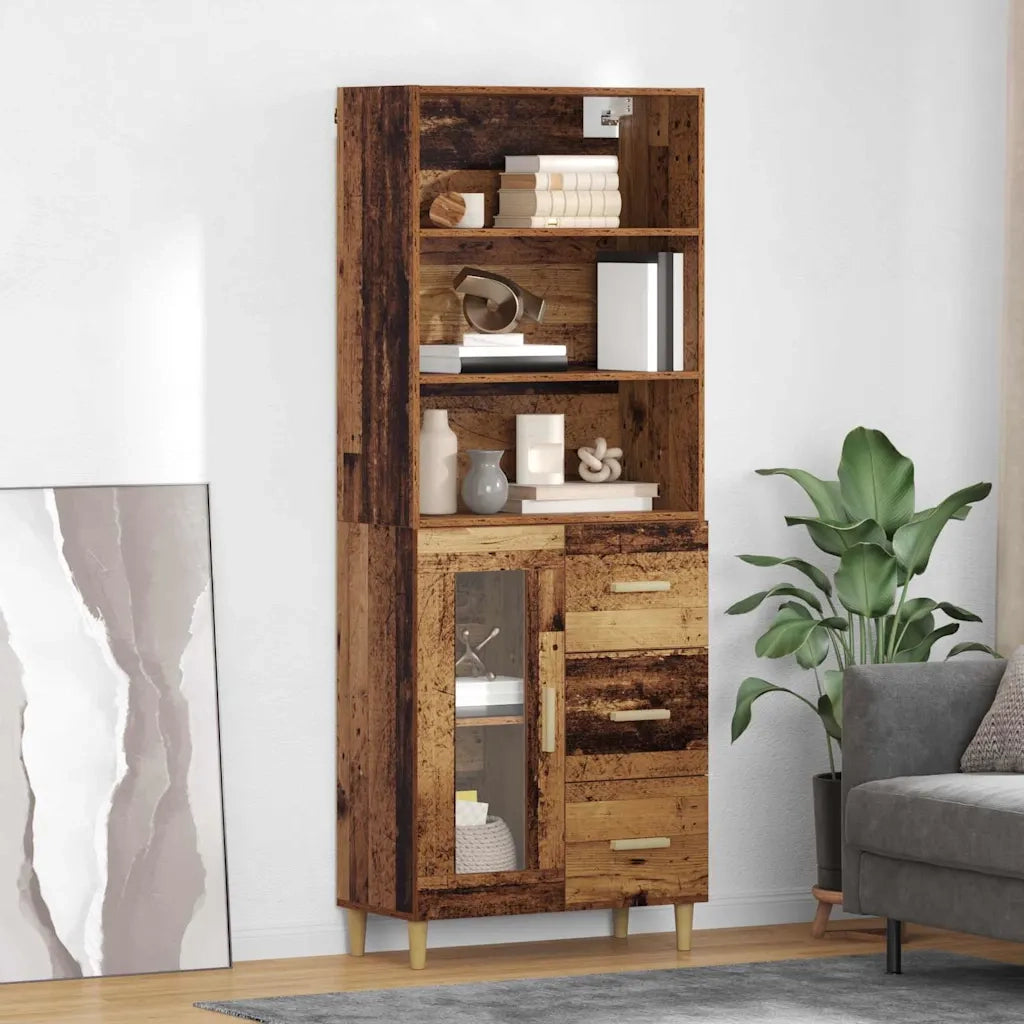 Credenza | Madia | Buffet da pranzo | Armadio da pranzo Legno vecchio 69,5 x 34 x 180 cm Legno multistrato