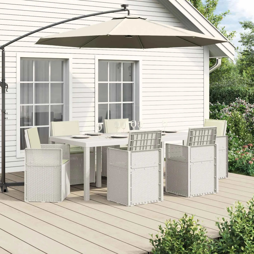 Set da Pranzo per Giardino con cuscino 7 pcs Bianco e Crema PP 3430079