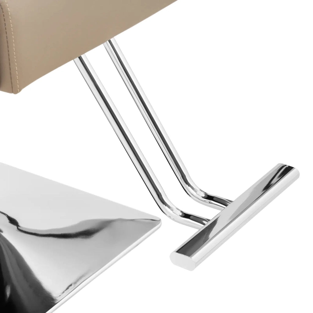 Poltrona professionale da parrucchiere con poggiapiedi altezza seduta 45-55 cm 150 kg acciaio inox PU beige 14_0008980