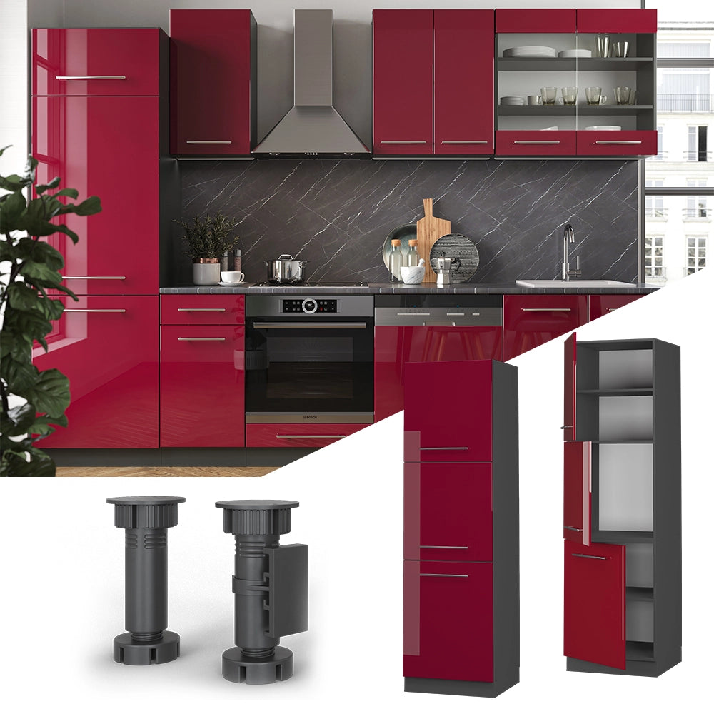 Vicco Mobile per forno da incasso Rosso bordeaux lucido 60 cm