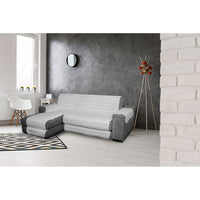 Copridivano Trapuntato in Microfibra con Penisola Sinistra Grigio Chiaro Seduta 190 cm