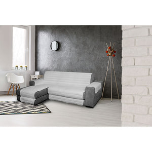 Copridivano Trapuntato in Microfibra con Penisola Sinistra Grigio Chiaro Seduta 190 cm