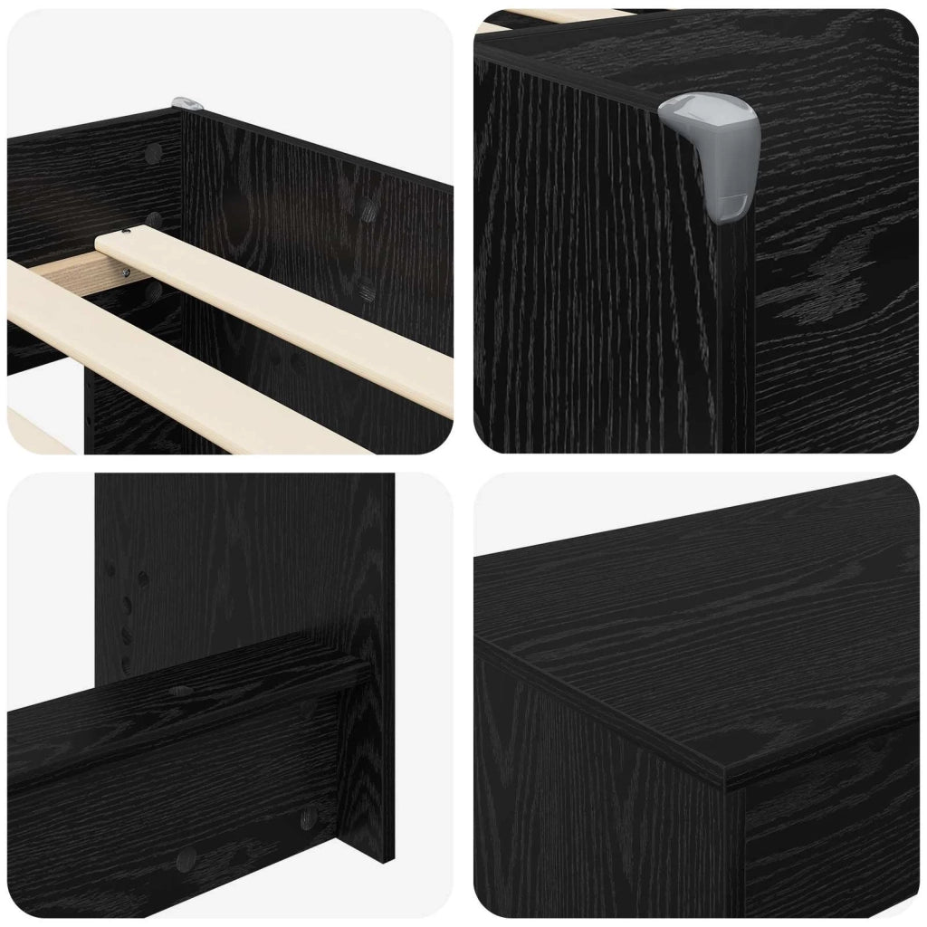Letto alto per bambini con scrivania Rovere Nero 90 x 190 cm 3423471