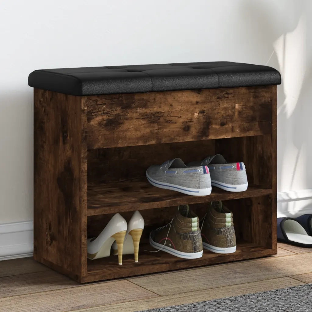 Panca Porta Scarpe-Sgabello-Panca Scarpiera Rovere Fumo 62x32x50 cm Legno Multistrato