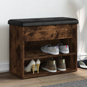 Panca Porta Scarpe-Sgabello-Panca Scarpiera Rovere Fumo 62x32x50 cm Legno Multistrato