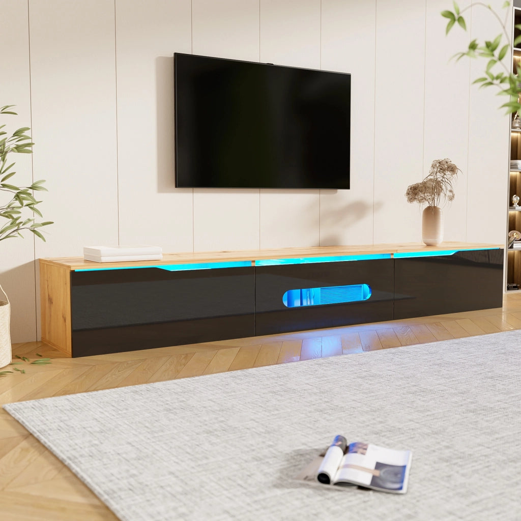 Mobile TV con LED 16 Colori a Parete ¨C MINIMAL ¨C Bianco Lucido 180 cm