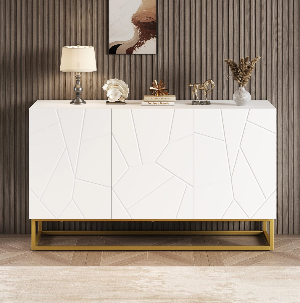 Credenza 130x38x76 cm con ripiani regolabili in truciolato bianco