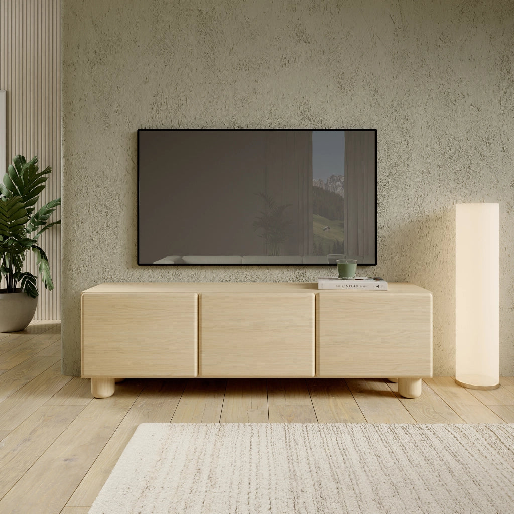 Gareto, Mobile Porta tv un Ripiano, 150x38x47h cm Marrone Rovere