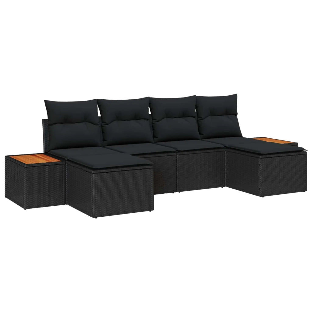 Set Divano da Giardino 6 pcs Nero Rattan in Polipropilene 3356808
