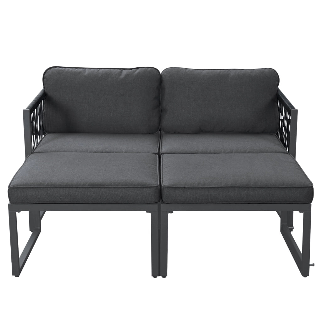 Set salotto giardino: 2 Divanooi + 2 poggiapiedi; combinazioni regolabili; grigio