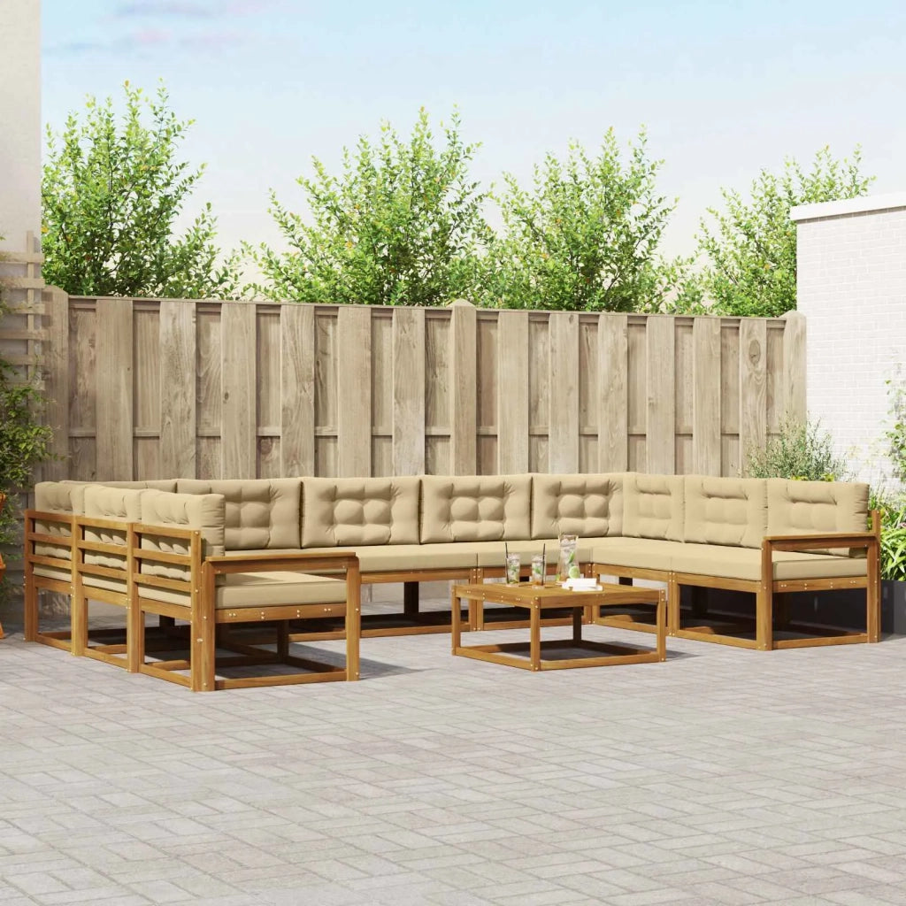 Set di divani da esterno con cuscino 10 pcs Naturale e Beige 3368196
