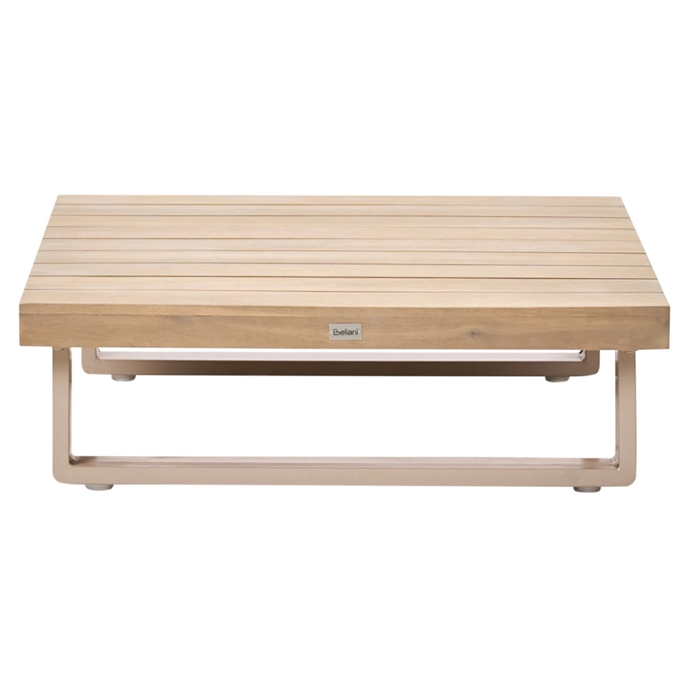 Set di divani angolari da giardino color taupe e marrone chiaro 5 posti a sedere bassi con tavolino da caffè