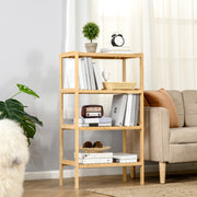 Scaffale a 4 ripiani in bambù naturale 62x33x112 cm, struttura combinabile per soggiorno, cucina e bagno