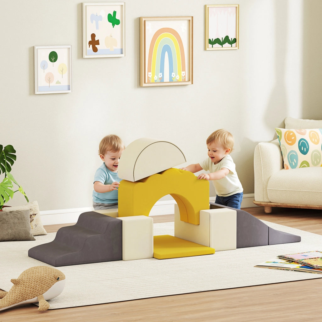 Tappeto gioco motricita' bambini modulabile 7 pezzi ¨C zephmum ¨C giallo