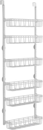Organizzatore appeso alla porta - Deurrettificatore metallico - 6 piani & 2 ganci - Deposito domestico - Bianco