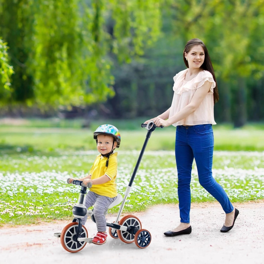 4 in 1 Triciclo Evolutivo per Bambini, Bicicletta Bambini con Manico a Spinta Regolabile in 4 Posizioni, Sellino in 2 Posizioni, Pedali Rimovibili, per Bambini e Bambine da 1 Anno + (Blu)