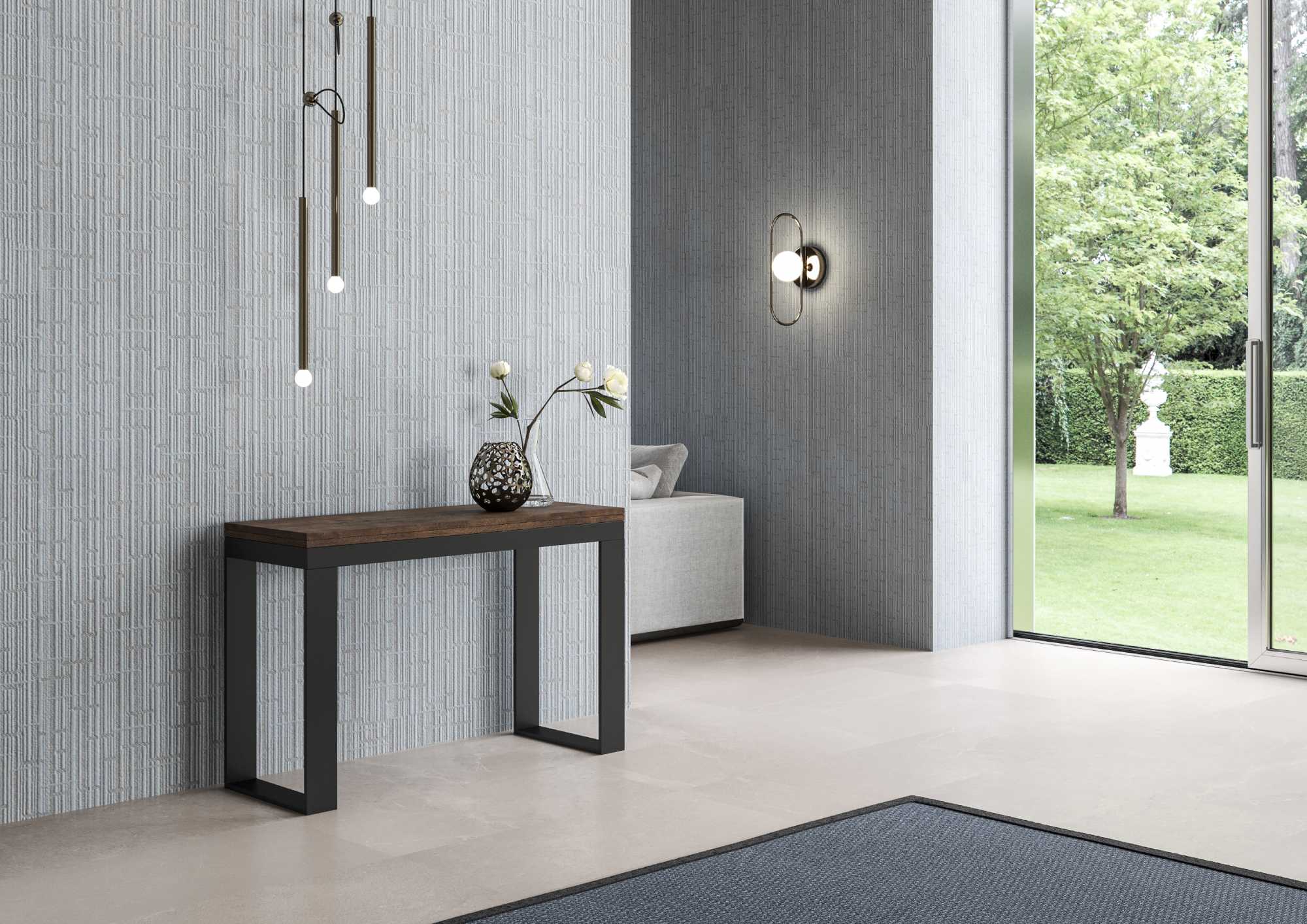 Tavolo Salvaspazio Allungabile 120x45/90x80/78 cm Tecno Double Noce