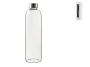 Bottiglia in vetro borosilicato trasparente con tappo in acciaio inox lt 1,0