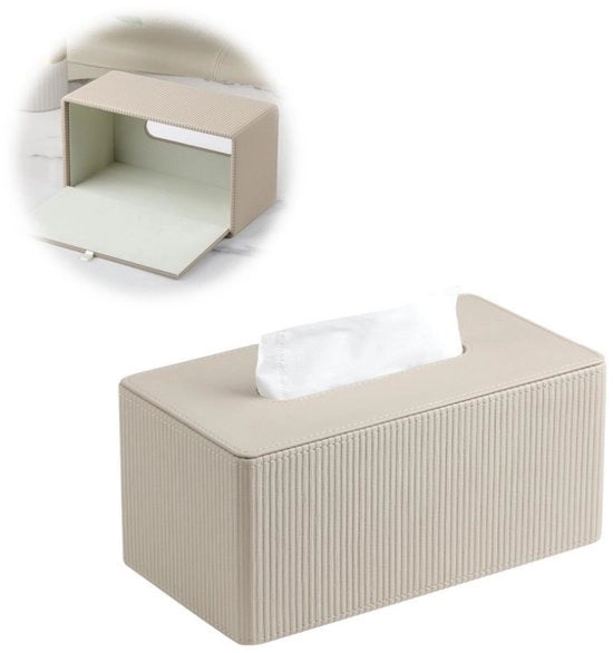 Scatola per tessuti in pelle PU - scatola per tessuti moderna - scatola per tessuti - contenitore per tessuti - con chiusura magnetica - adatto per bagno, comodino, soggiorno - contenitore decorativo in beige