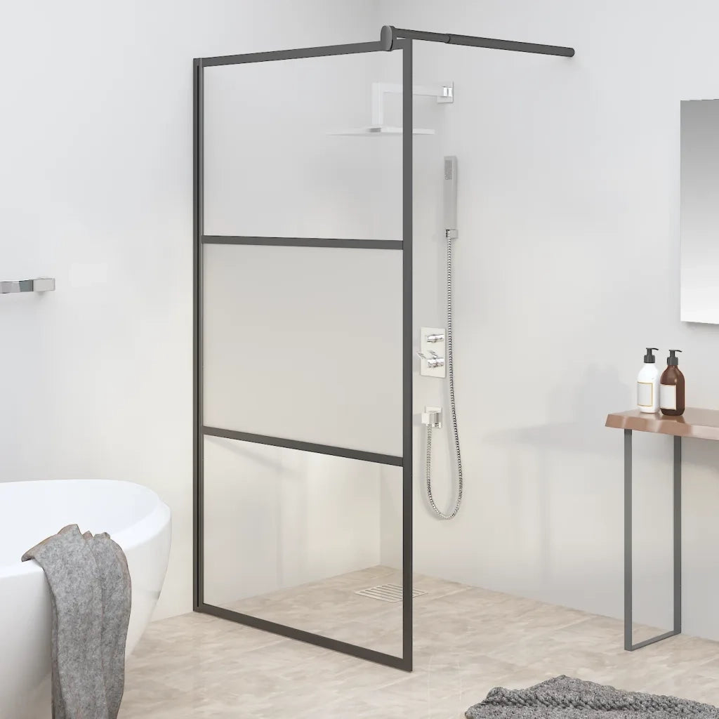 Parete Doccia Walk in 100x195cm Vetro Semi Smerigliato ESG Nero 151874