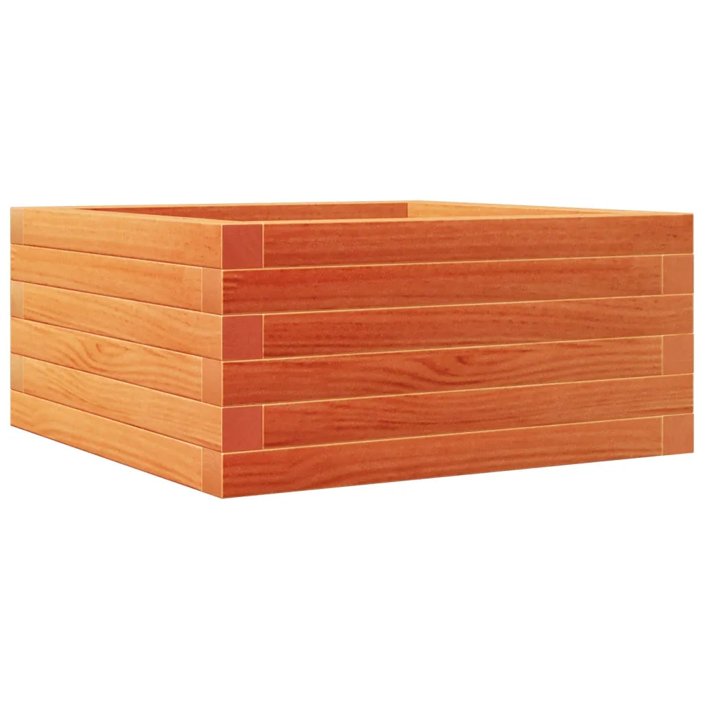 Fioriera | Cassetta per fiori | Vaso Giardino Marrone Cera 50x50x23 cm Legno Massello Pino