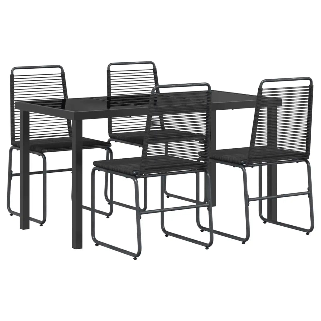 Set da Giardino 5 pz Nero Metallo e Rattan 3422844
