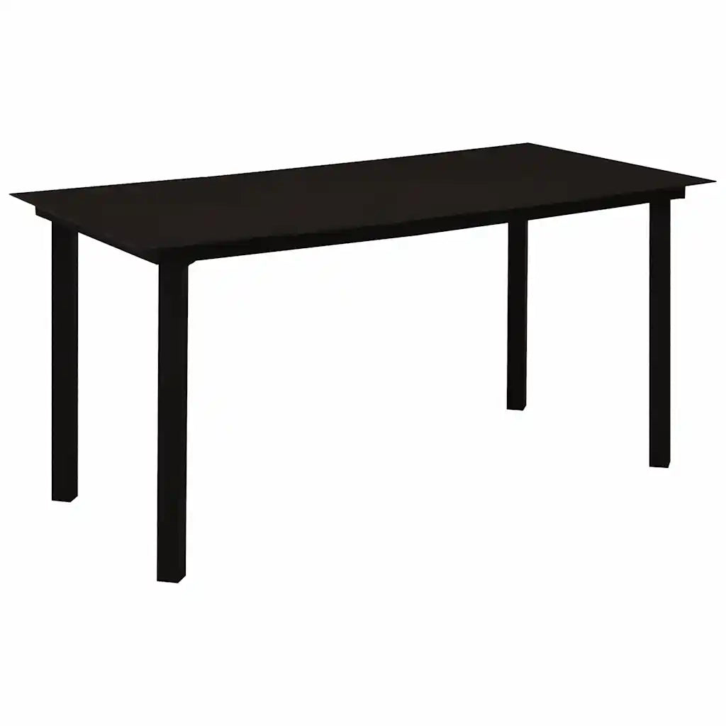 Tavolo da Giardino Nero 150x80x74 cm in Acciaio e Vetro 312162