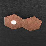 HEXAGON APPLIQUE-PLAFONIERA 1 LUCE + 1 DECORATIVO FOGLIA RAME 1142-1L1D-FR