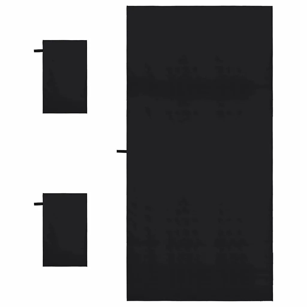 Set di Asciugamani Sportivi 3 pcs Nero Poliestere e poliammide