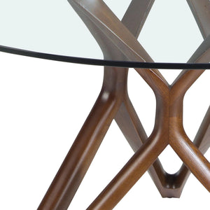 Tavolo da pranzo rotonda vetro temperato e noce