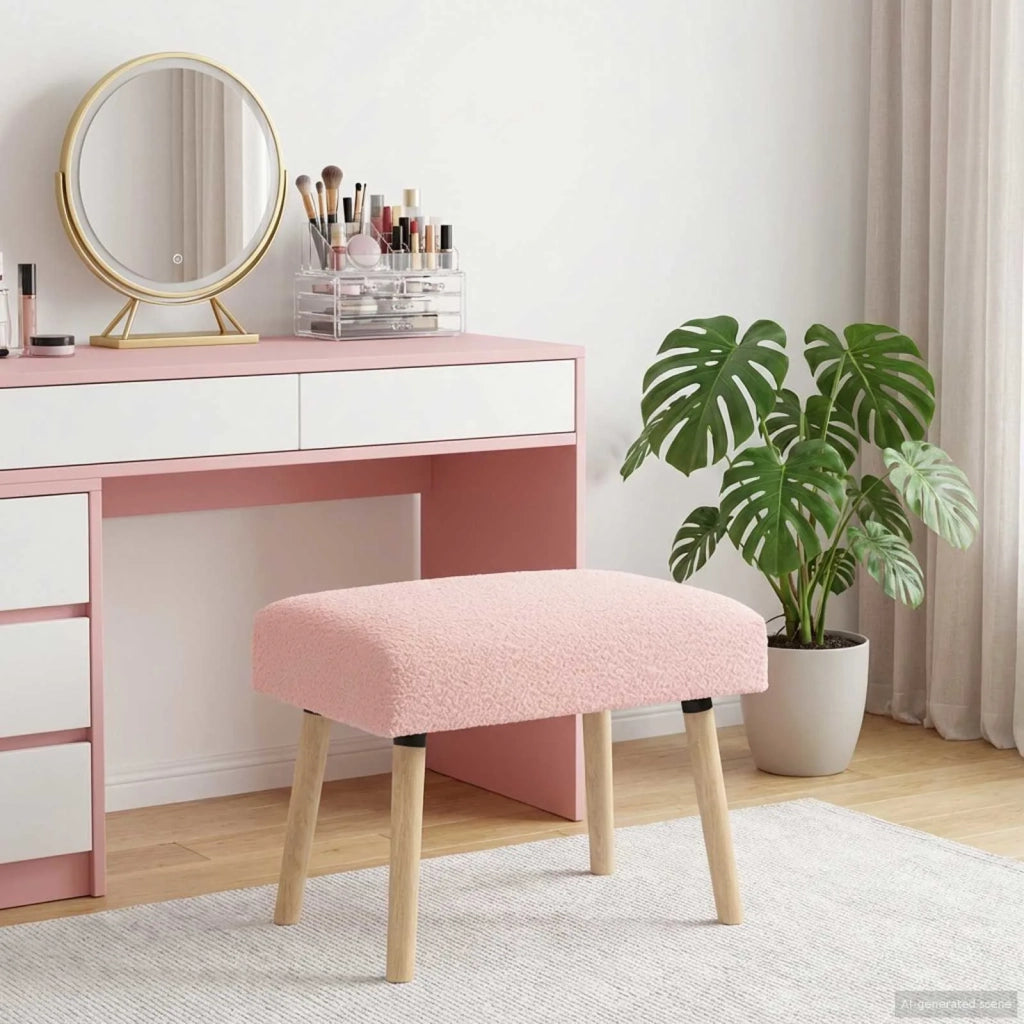 panchina Tinta unita Rosa 60 x 40 x 45 cm Bouclé 42038401