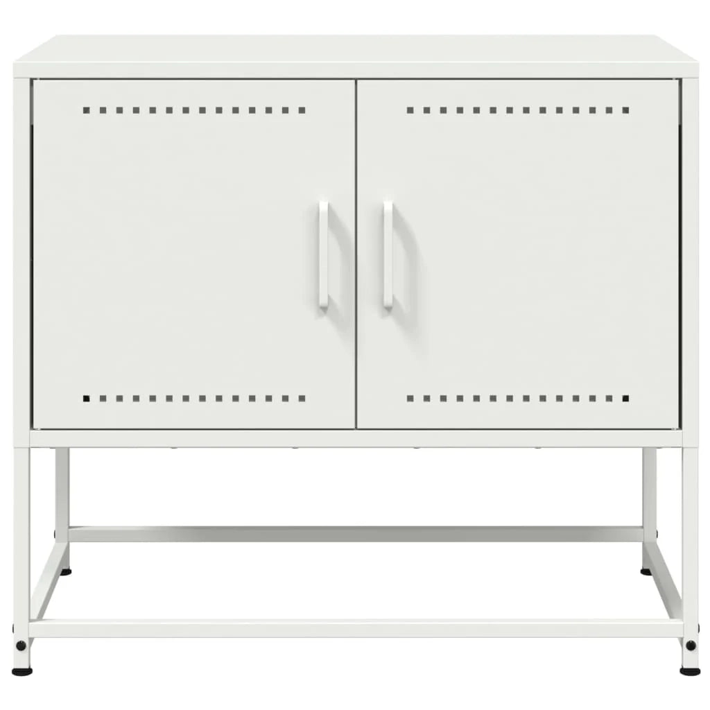 Mobile TV multimediale mensola TV credenza TV sala da pranzo soggiorno camera da letto 68,5 x 39 x 60,5 cm acciaio bianco 02_0026165