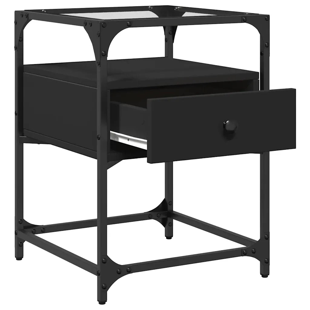 Set di 2 Comodini | Armadio da Notte | Mobiletto da notte Neri 40x40x55 cm in Legno Multistrato