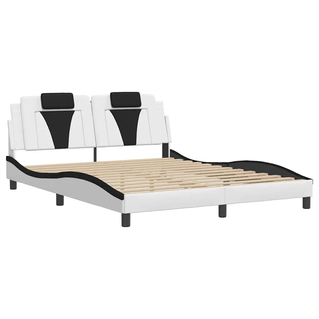 Giroletto Viana senza Materasso Nero e Bianco 160x200 cm in Similpelle