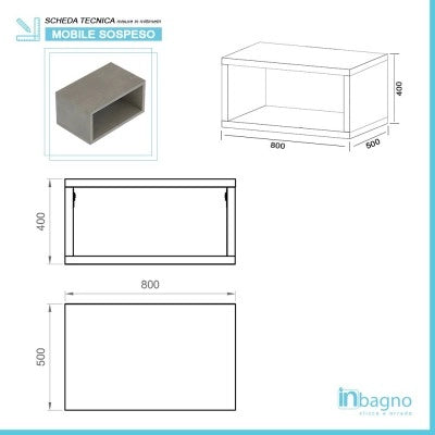 Mensolone bagno 80 cm grigio cemento con vano a giorno per lavabo da appoggio Master