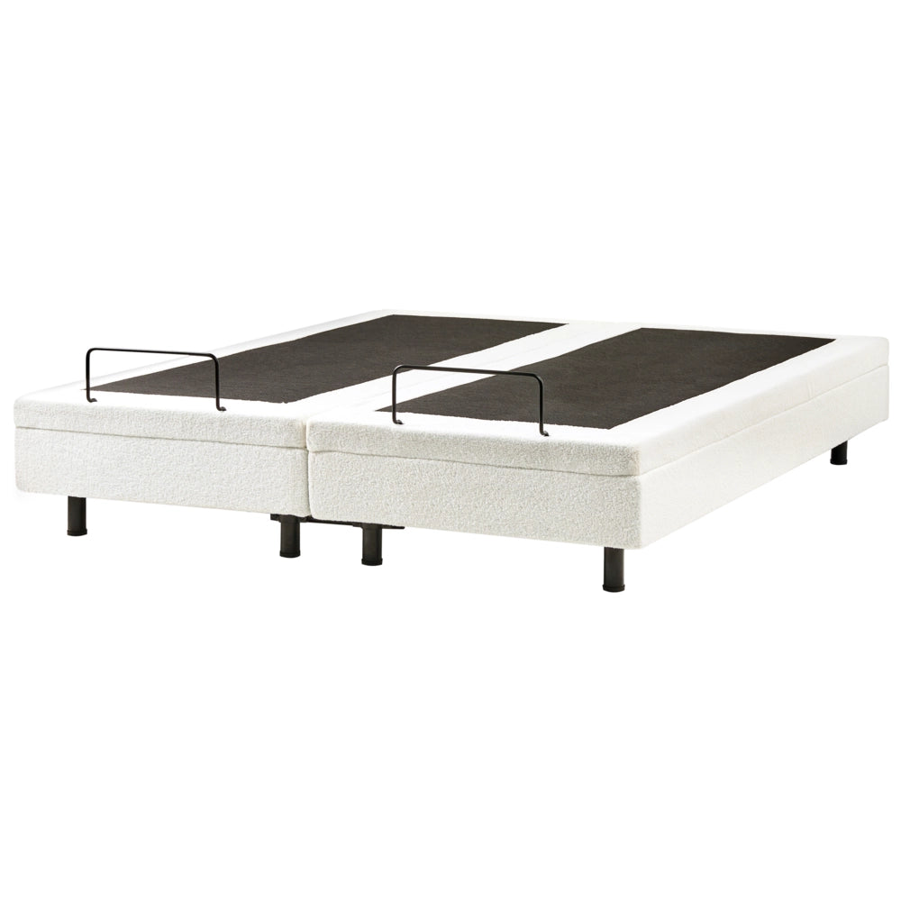 Letto matrimoniale Tessuto bouclè bianco sporco Elettrico Regolabile 180 x 200 cm stile moderno