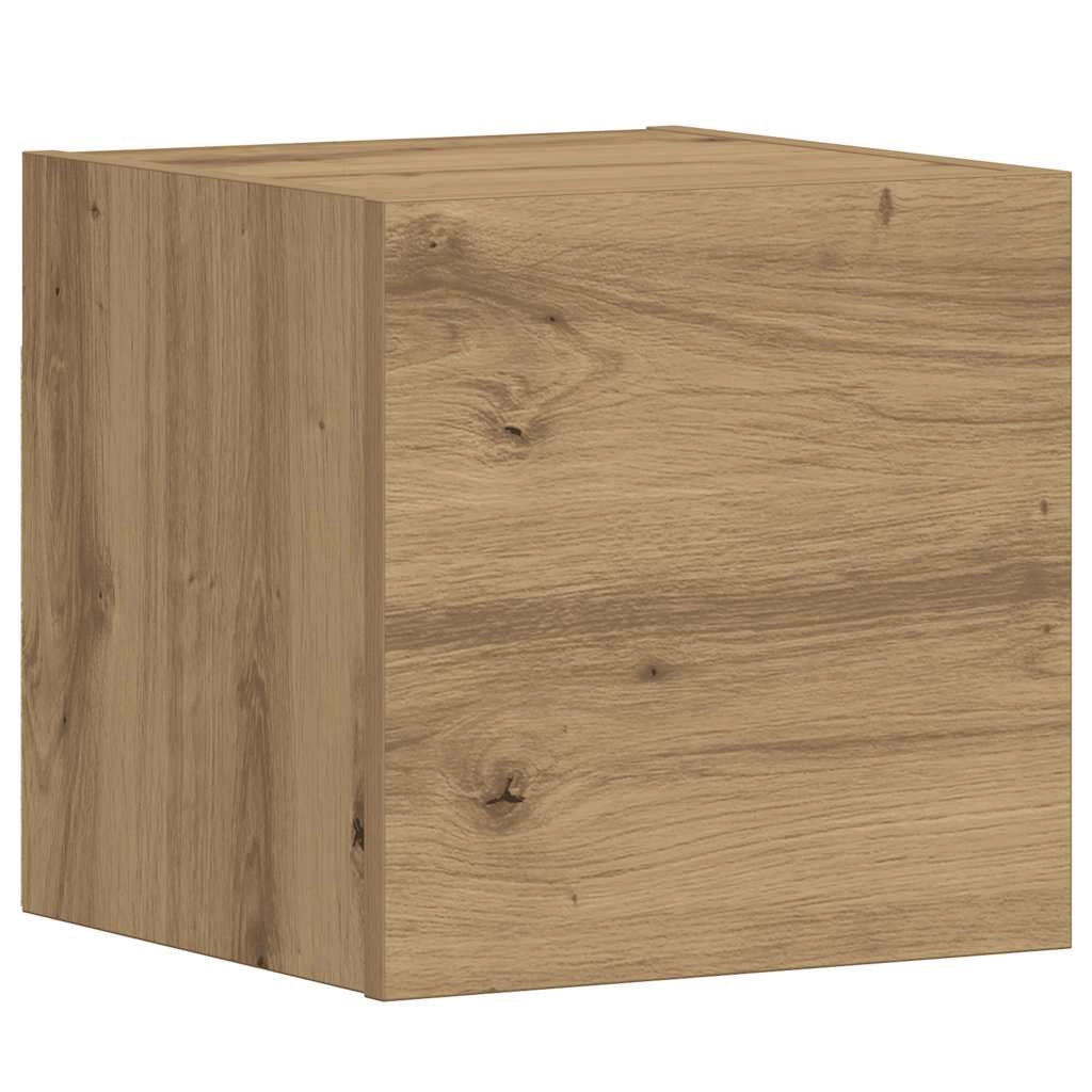 Set di 3 moderni mobili TV da parete con ampio spazio di archiviazione 80 x 30 x 90 cm realizzati in legno di rovere ingegnerizzato finitura artigianale 02_0055859