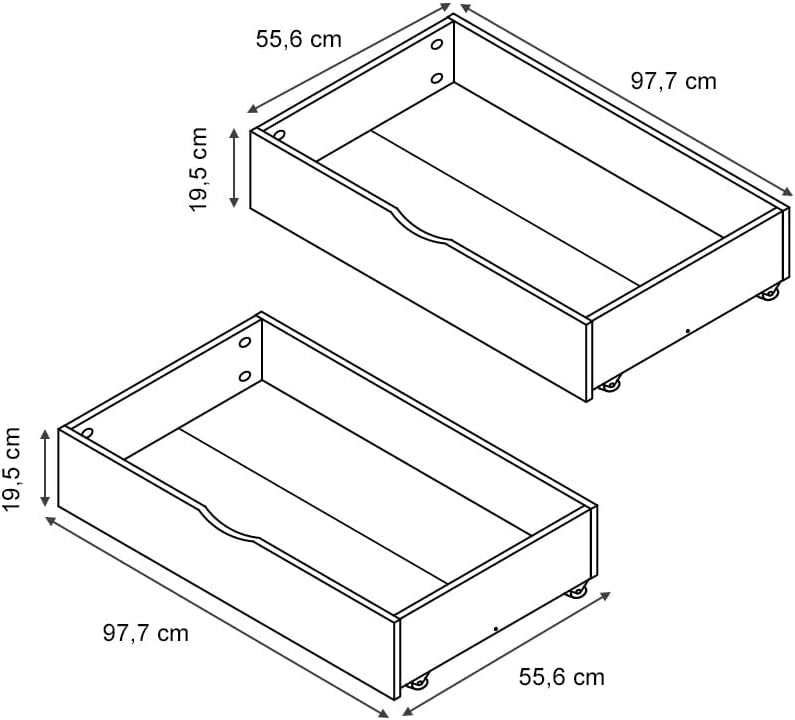 Cassetto rotante Everest, Legno naturale, 98 x 56 cm Set di 2