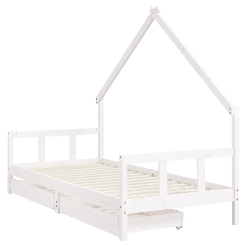 Giroletto Bambini | Letto Infantile | Lettino con Cassetti Bianco 90x190 cm Massello Pino