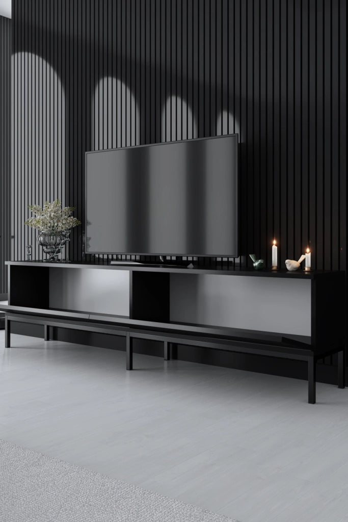 Mobile TV in legno "Lord" - 180 x 30 x 47 cm - Nero