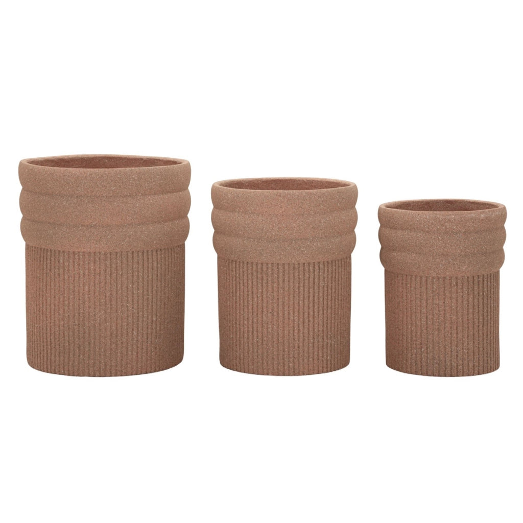 Set di 3 Vasi per Piante VKH1043, Rosso, Poliresina, 41,5x41,5x50 cm