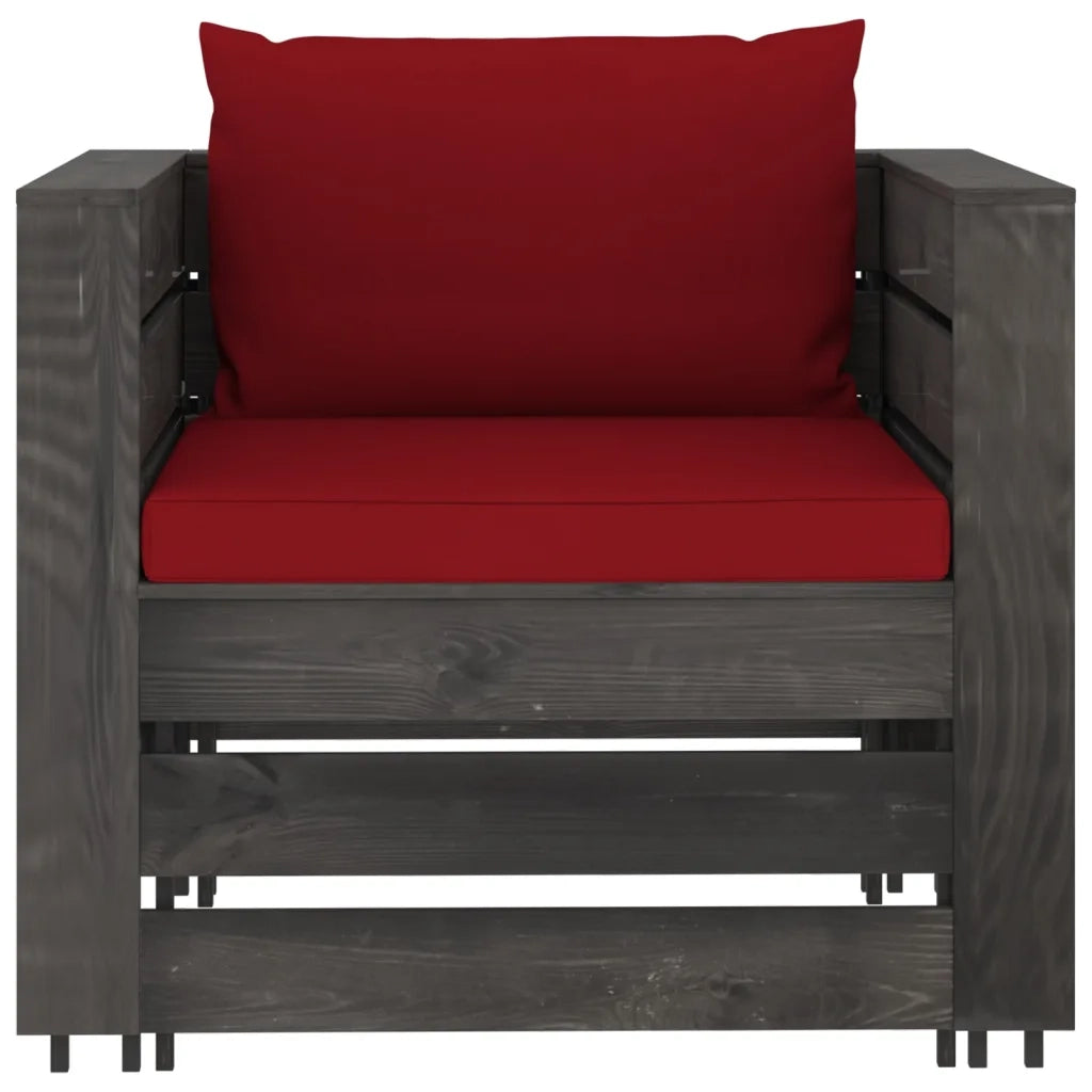 Set Salotto da Giardino 2pz con Cuscini Legno Impregnato Grigio 3068153