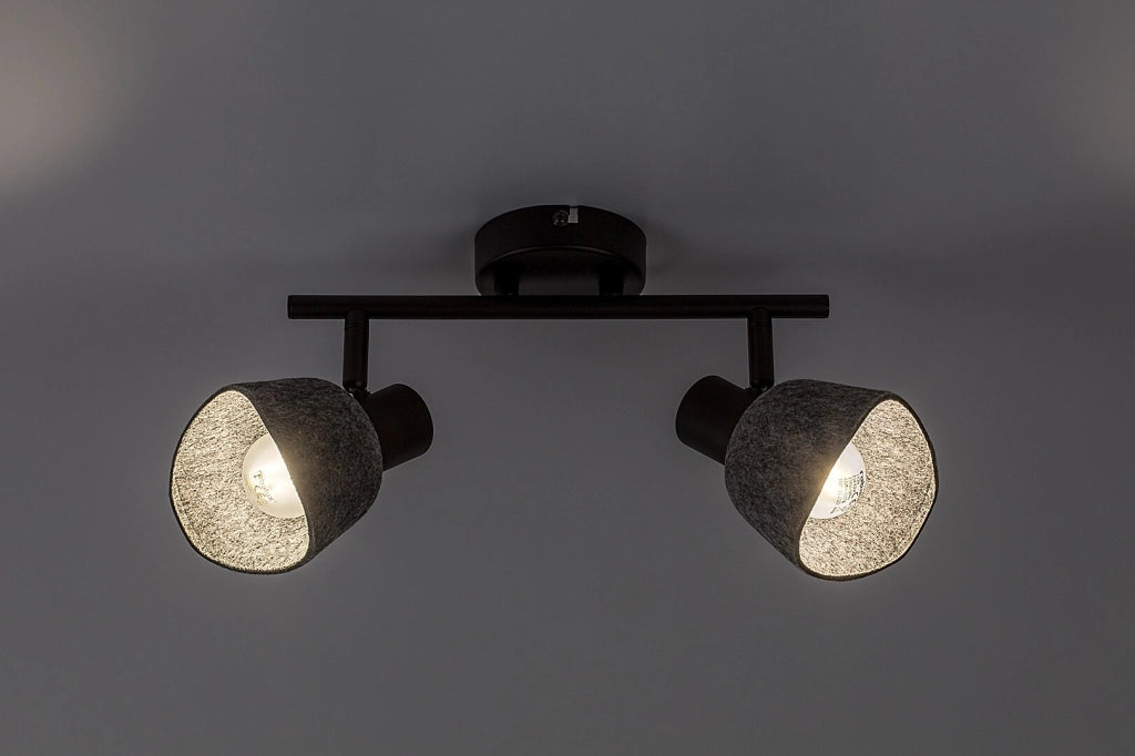 Plafoniera Rabalux Farelia 2xE14 orientabili feltro grigio nera