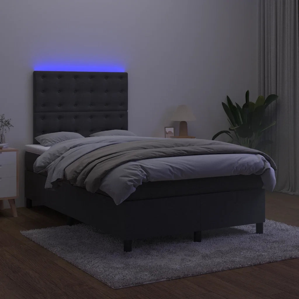 Letto a Molle con Materasso e LED Nero 120x190 cm in Velluto 3270337