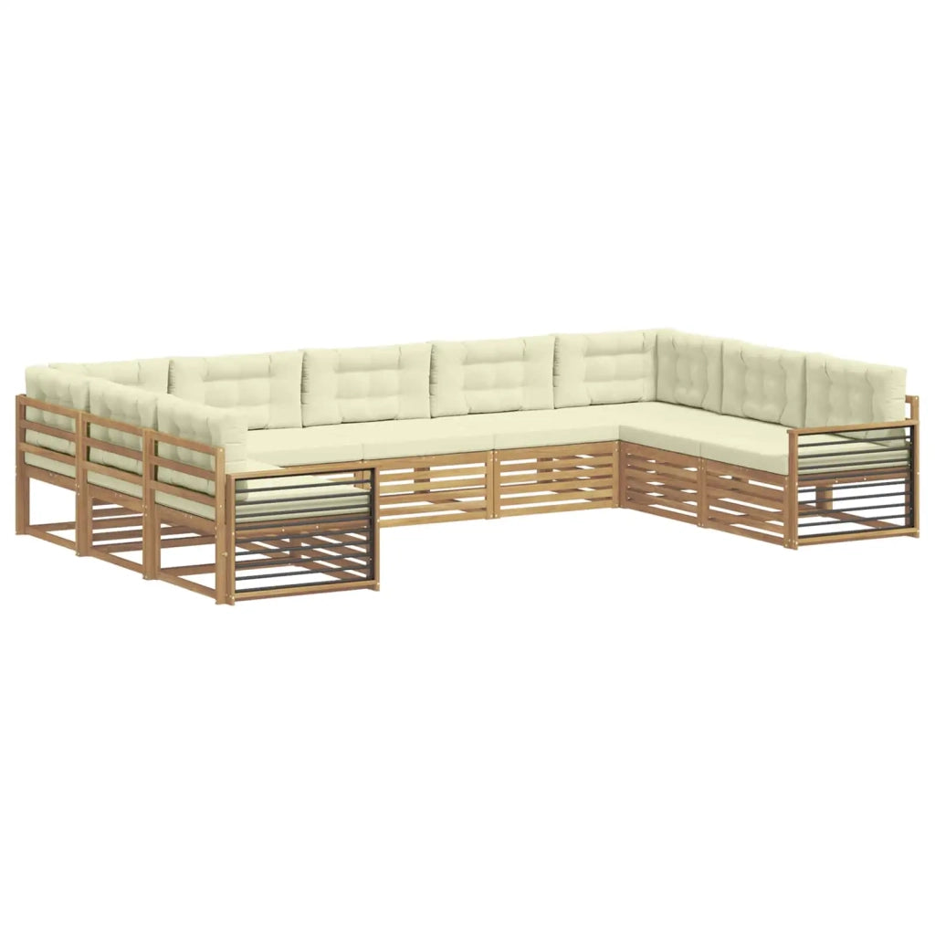 Set di divani da esterno 9 pz Bianco e Crema 3391165
